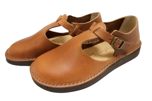 【Organic handloom GUNA ブラウン】メリージェーンタイプのストラップシューズ